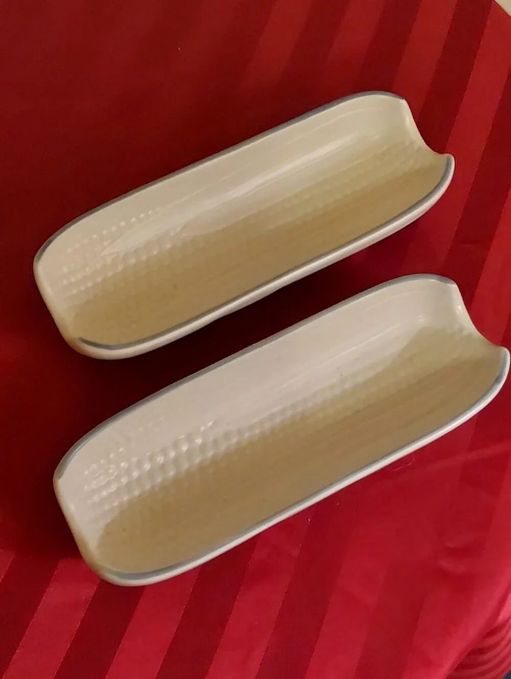 Two Vintage Pfaltzgraff Corn-On-The-Cob Holders, 1970s Pottery USA